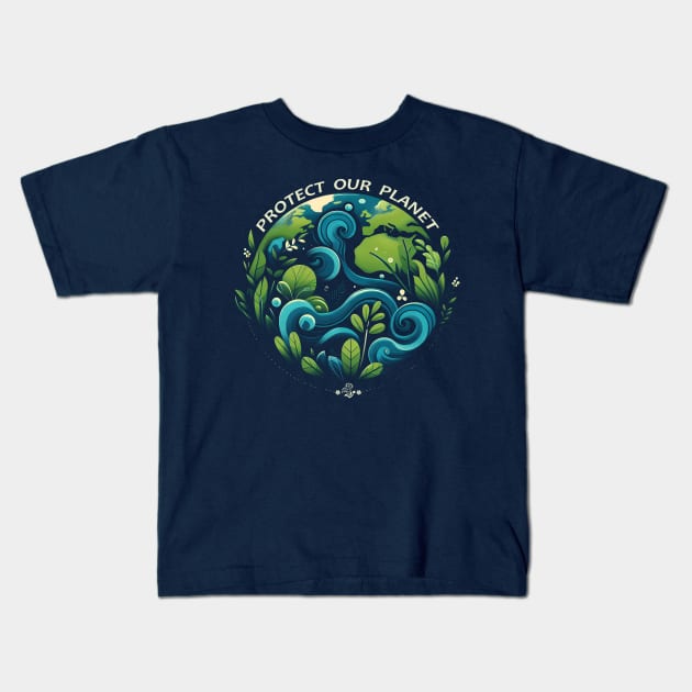 Protect Our Planet Kids T-Shirt by FreshIdea8